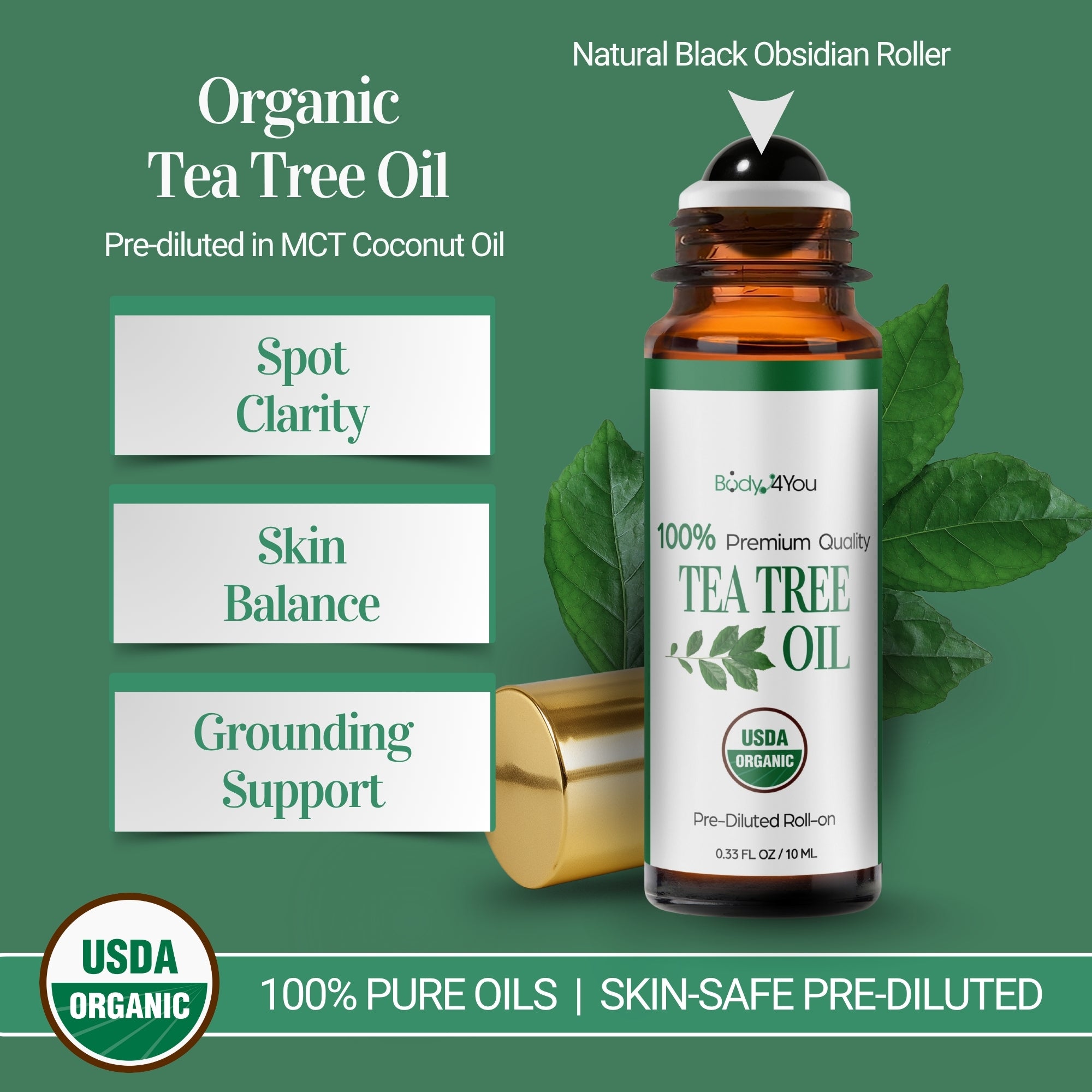 Essential Oil Roll On - Pure 100% USDA Organic