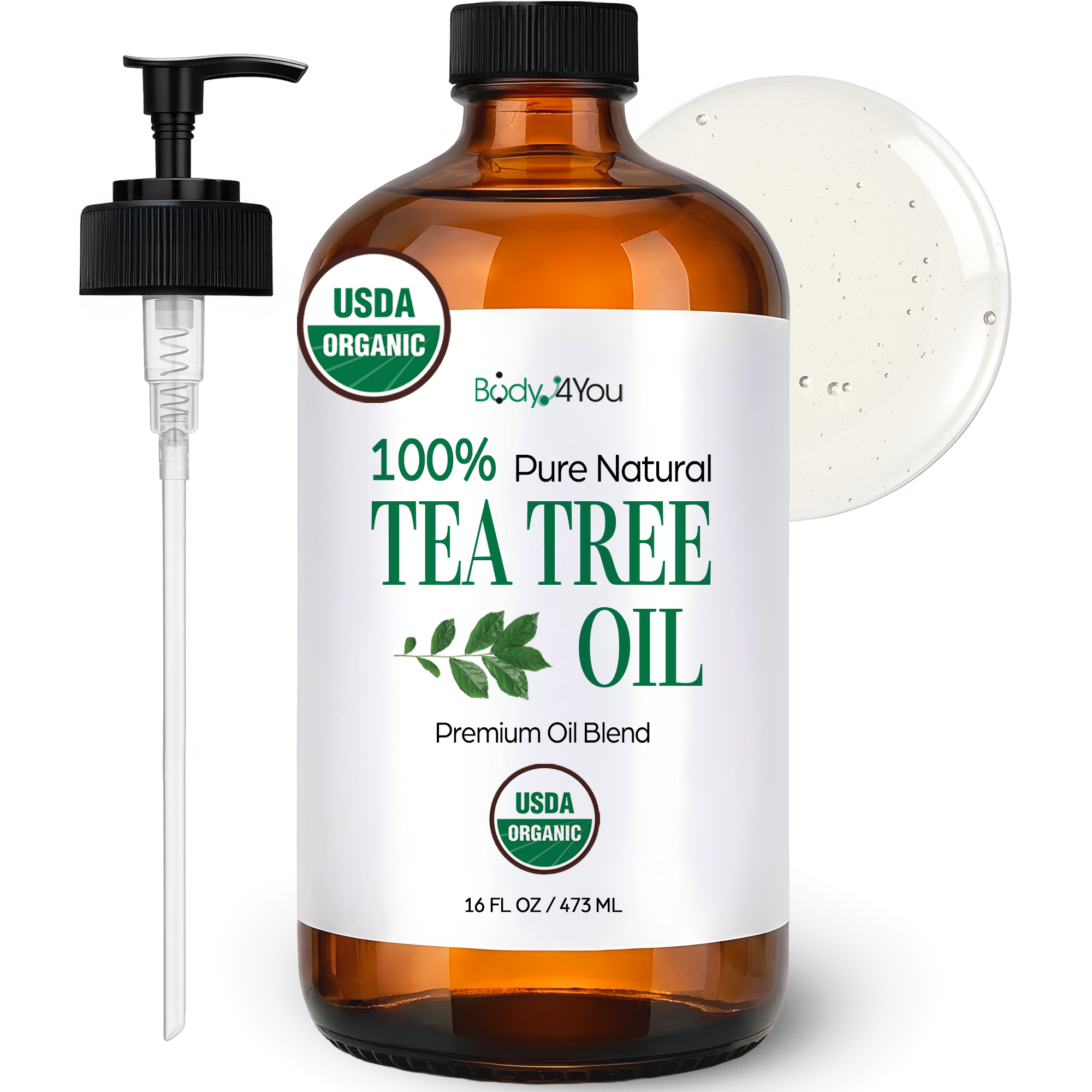 BodyJ4You Tea Tree Oil, USDA Organic Pre-Diluted MCT