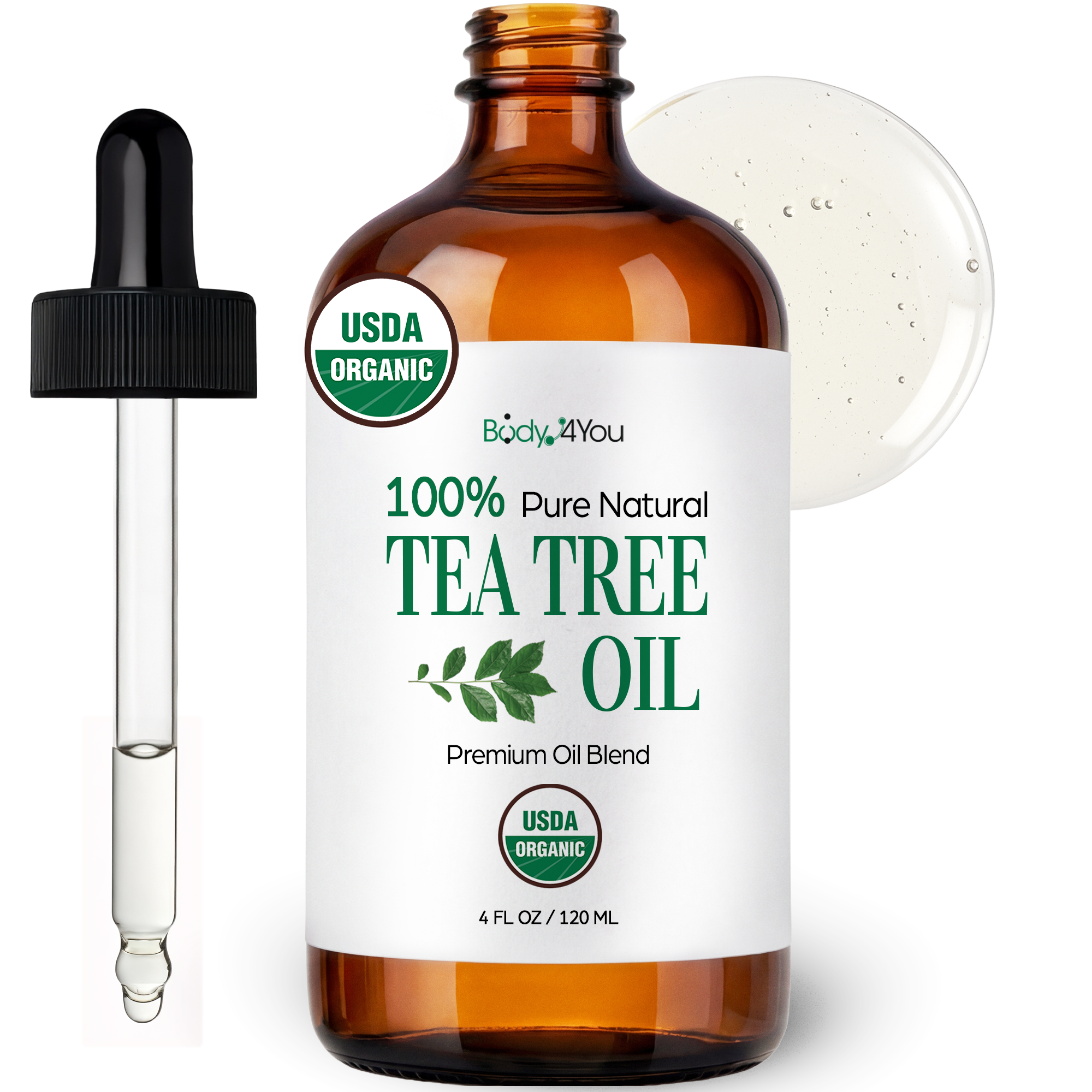 BodyJ4You Tea Tree Oil, USDA Organic Pre-Diluted MCT