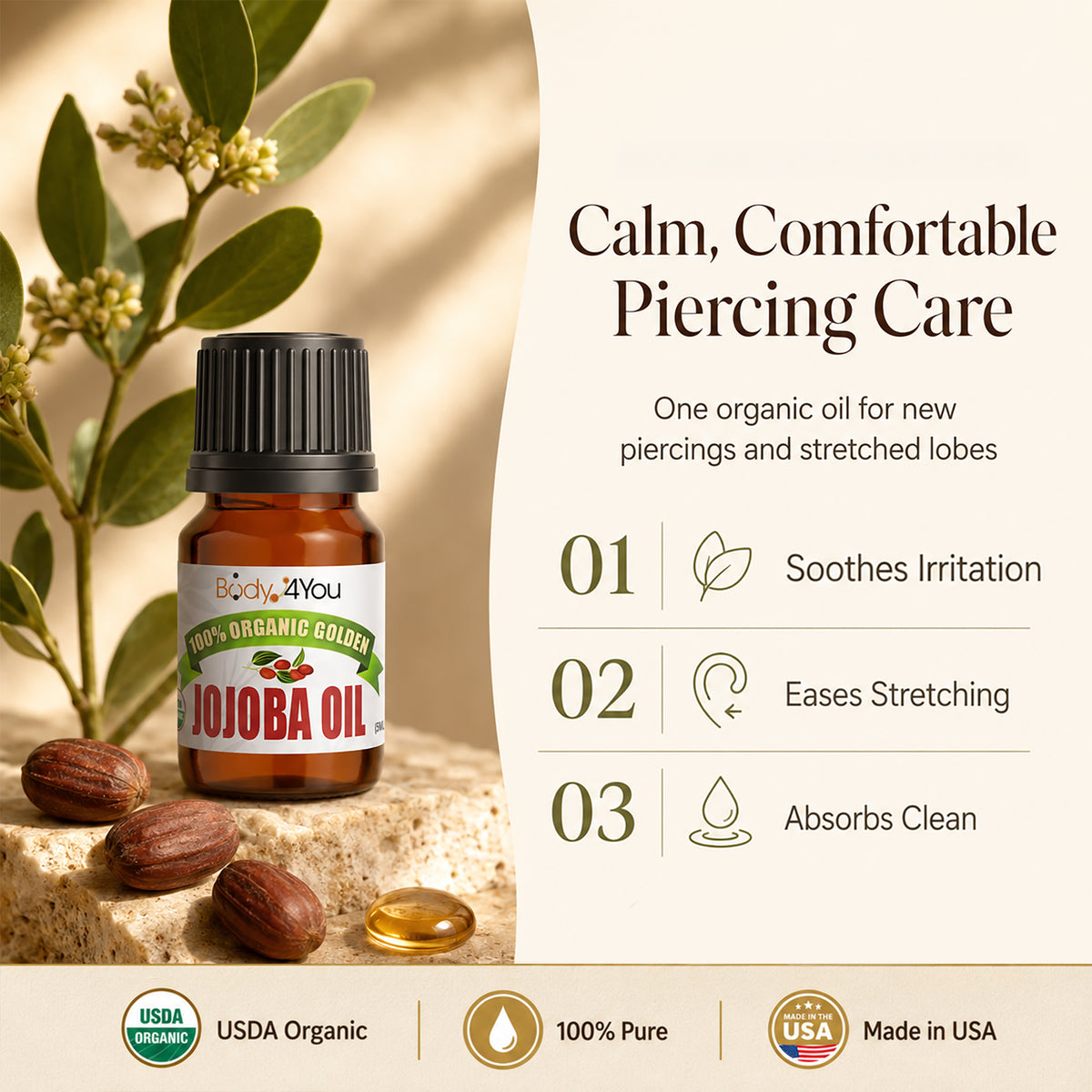 BodyJ4You Organic Jojoba Oil Piercing Aftercare image 3