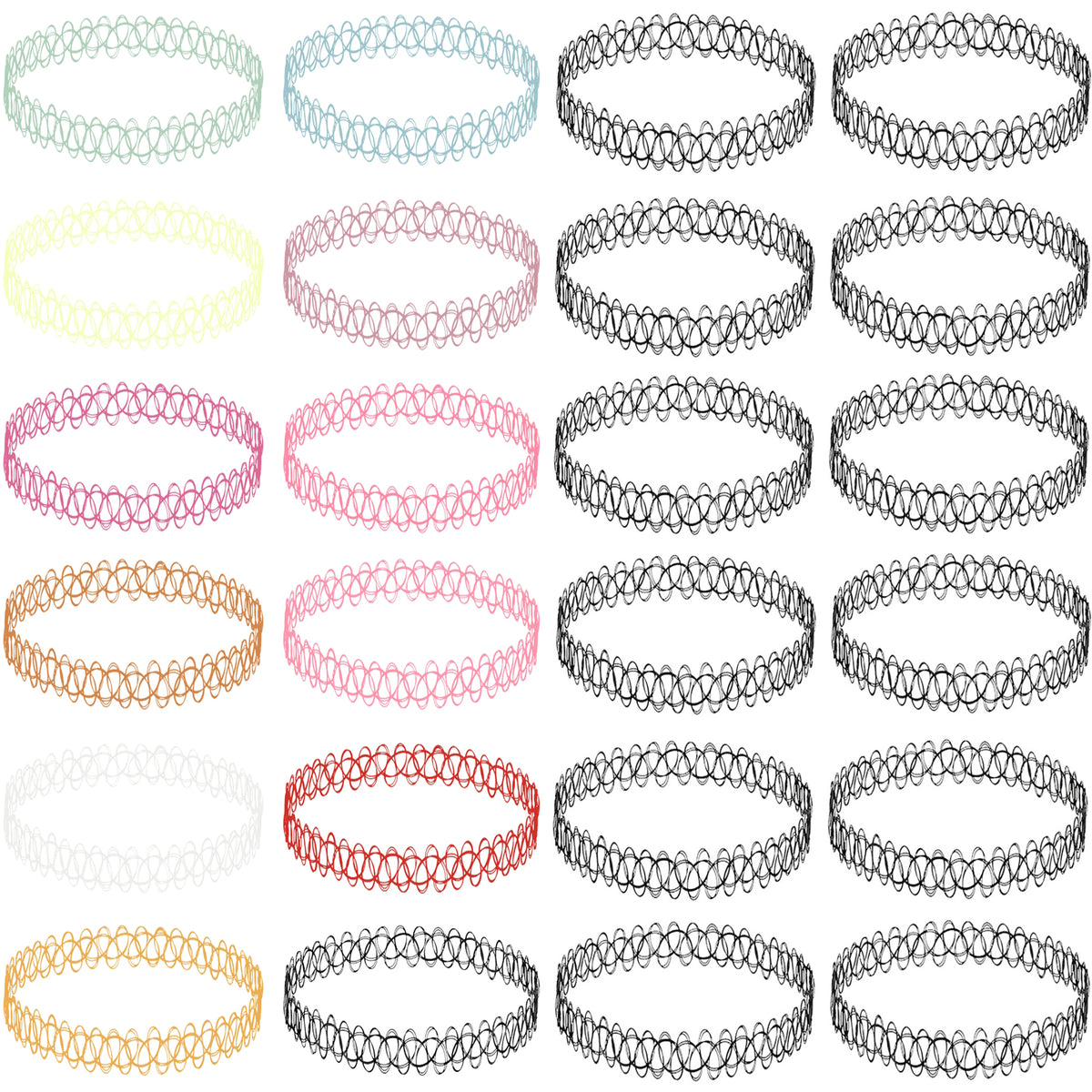BodyJ4You 24PC Tattoo Choker Necklace Set - Assorted 90s Stretch Chokers NC4337.MAIN.jpg