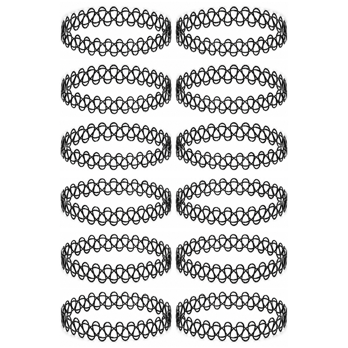 BodyJ4You 12PC Tattoo Choker Necklace Set - Assorted 90s Stretch Chokers image 1
