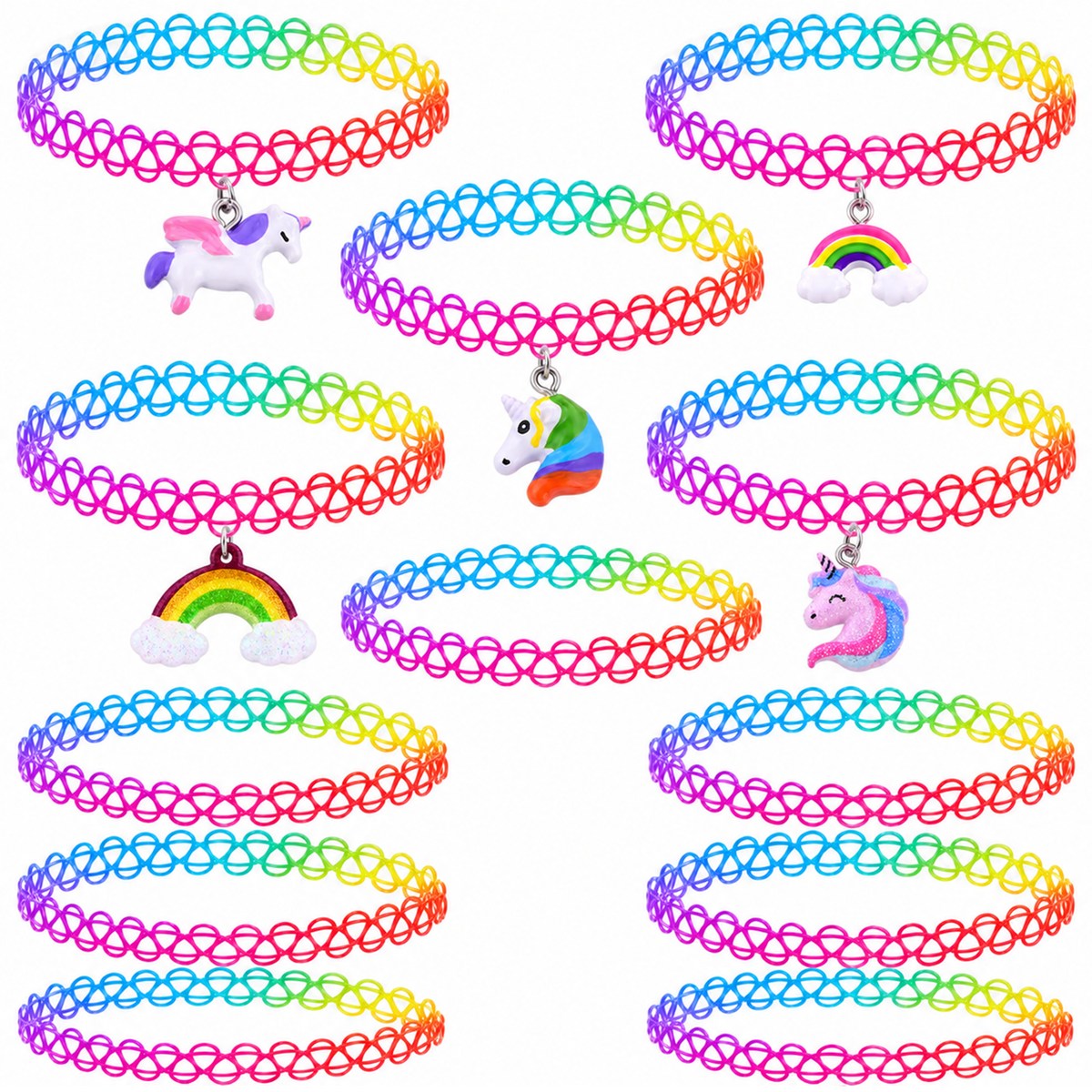 BodyJ4You 12PC Colorful Tattoo Choker Necklace Set - 90s Stretch Chokers NC4284.MAIN.png