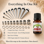 BodyJ4You 37PC Ear Stretching Kit 14G-00G + Organic Jojoba Oil image 3