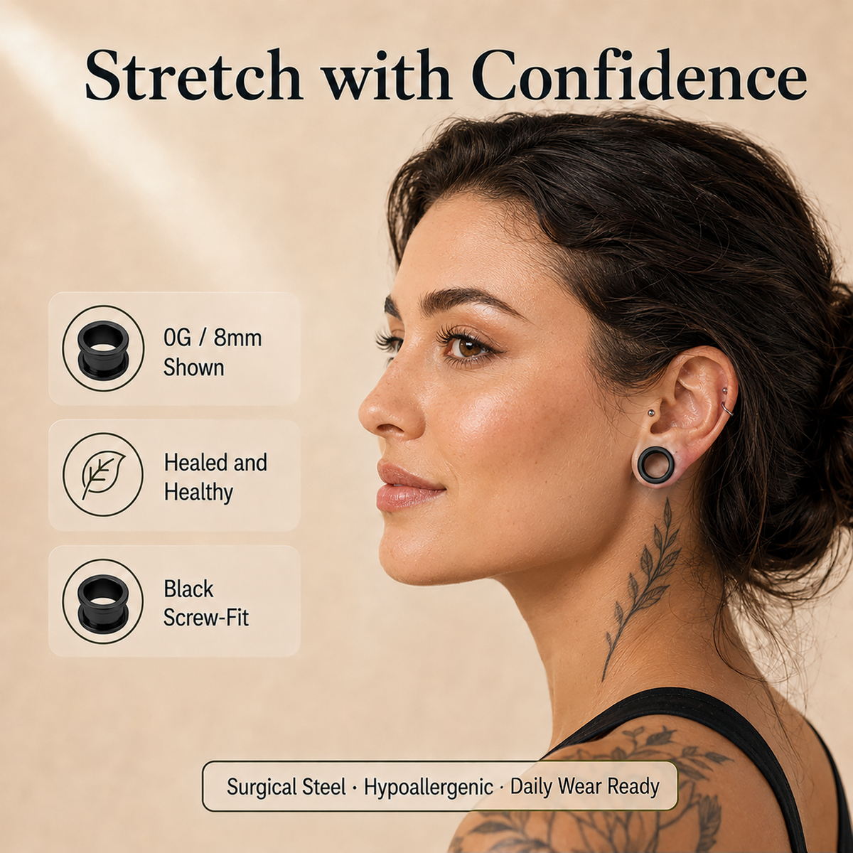 BodyJ4You 36PC Ear Stretching Kit 14G-00G - Stainless Steel image 2