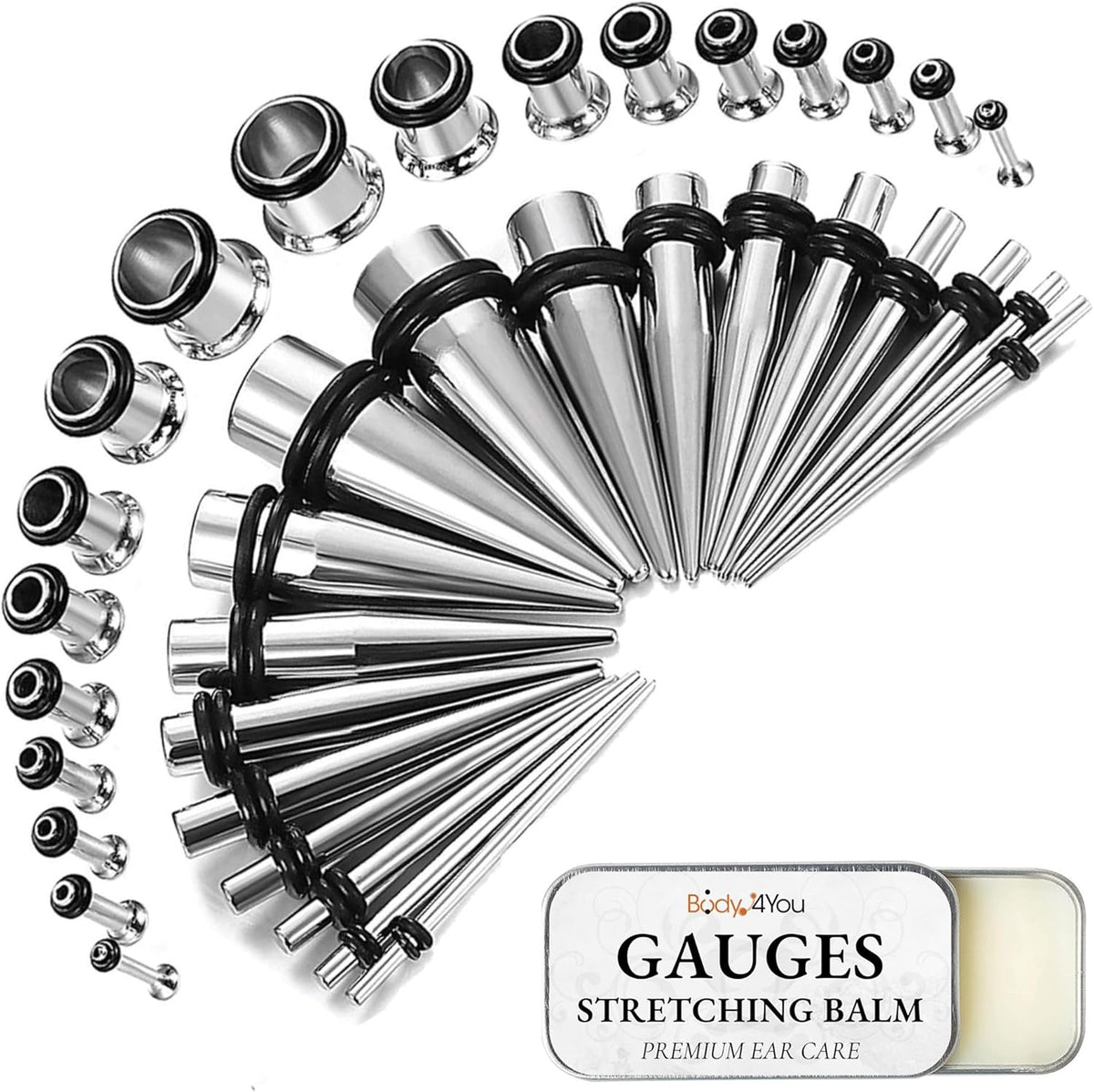 BodyJ4You 37PC Ear Stretching Kit with Aftercare Balm image 3