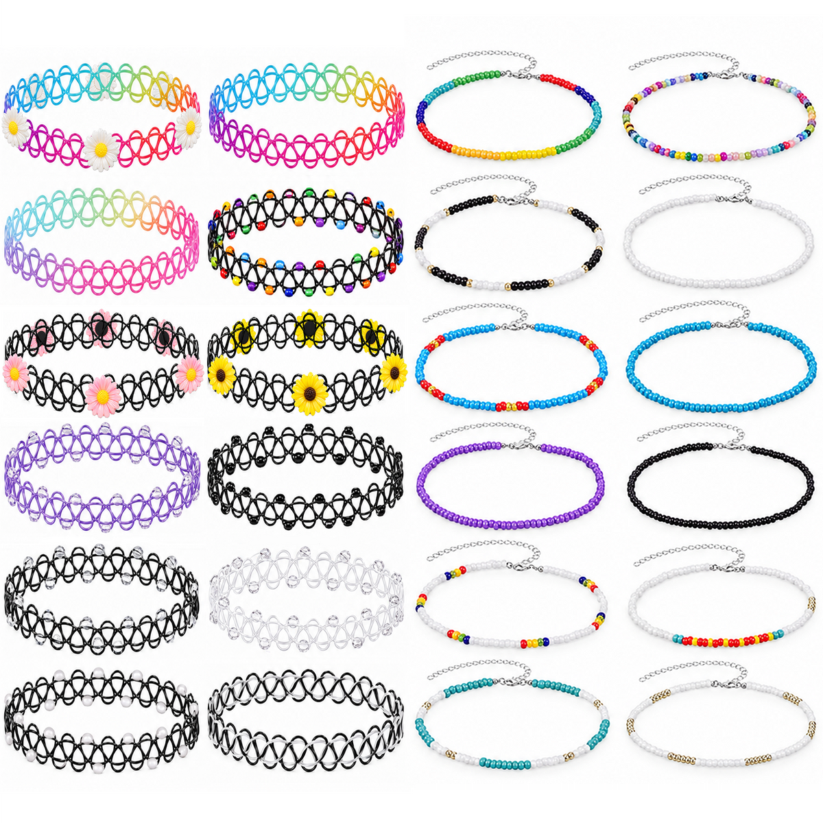 BodyJ4You 24PC Tattoo Choker Necklace Set - Assorted 90s Stretch Chokers NC4294.MAIN.png
