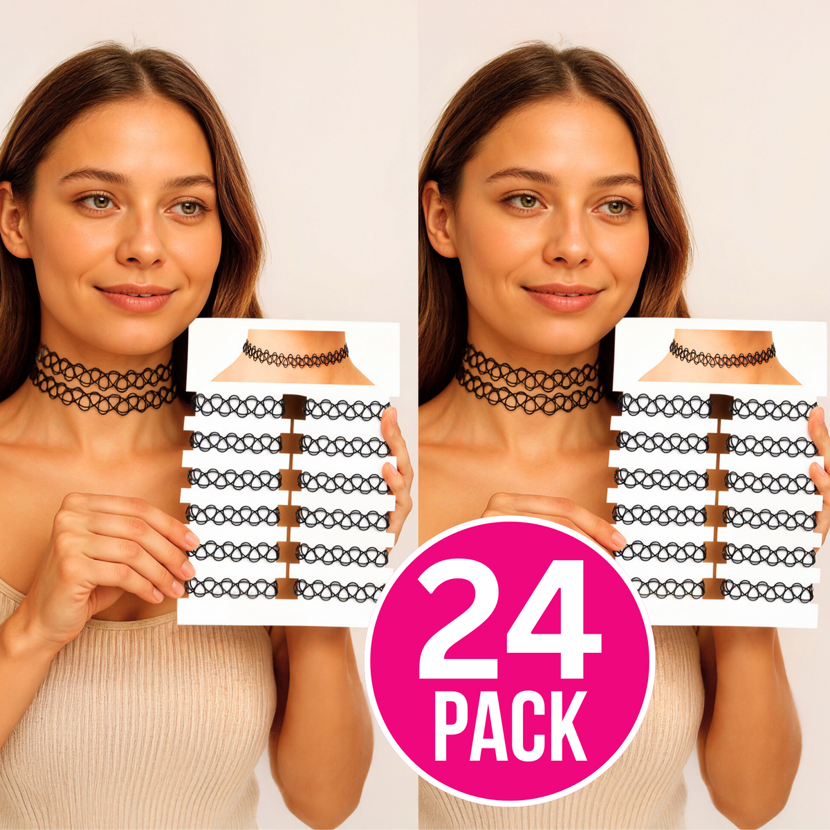 BodyJ4You 24PC Tattoo Choker Necklace Set - Assorted 90s Stretch Chokers image 5