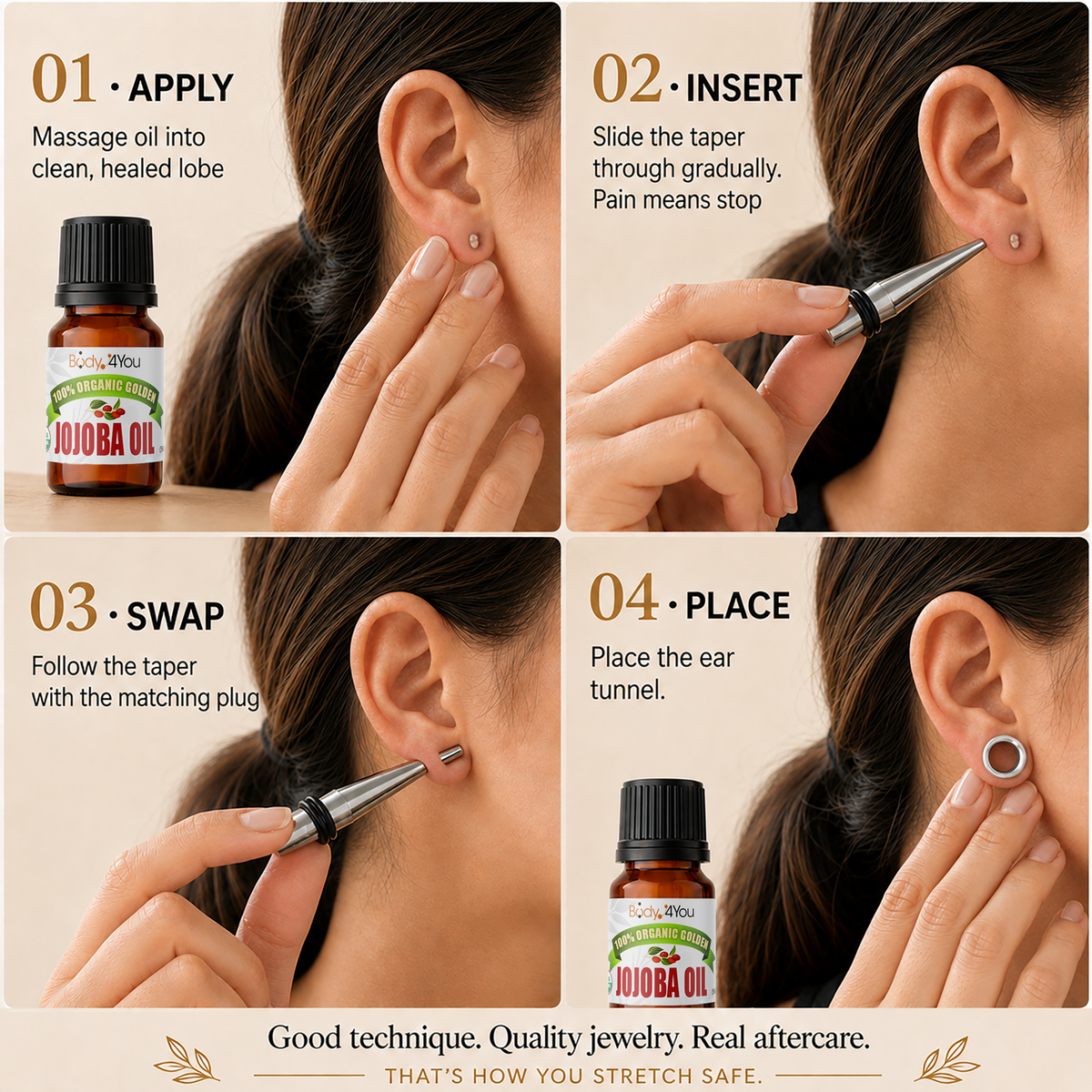 BodyJ4You 37PC Ear Stretching Kit 14G-00G + Organic Jojoba Oil image 6