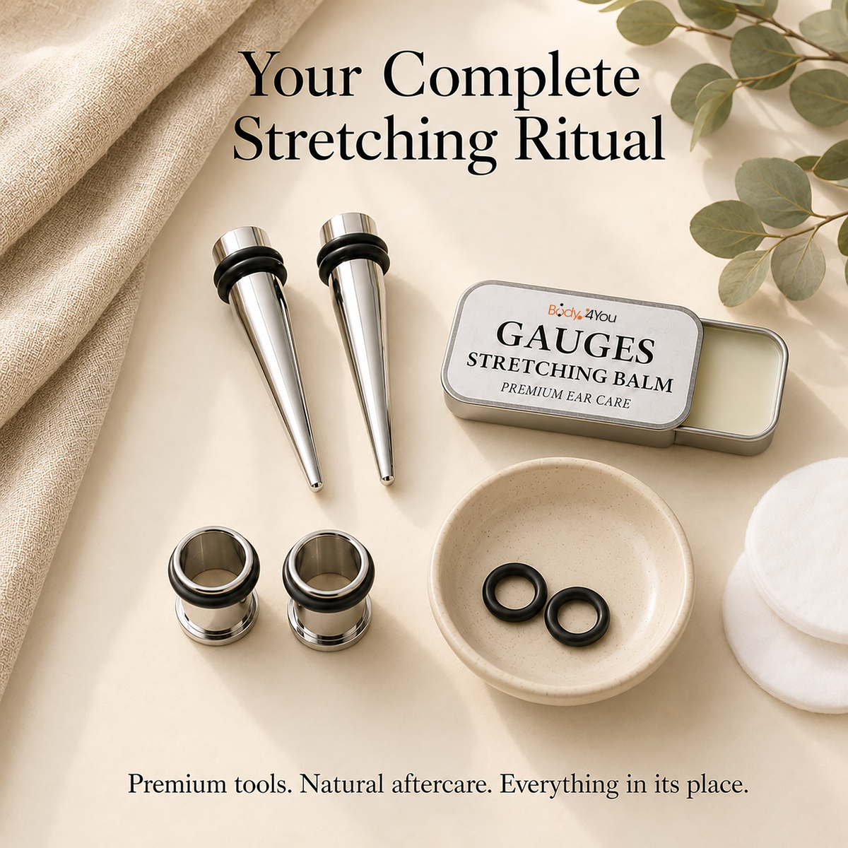 BodyJ4You 37PC Ear Stretching Kit with Aftercare Balm image 10