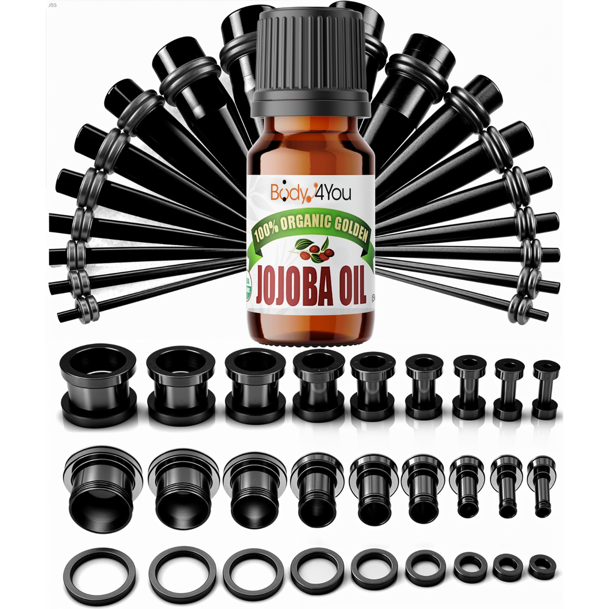 BodyJ4You 37PC Ear Stretching Kit 14G-00G + Organic Jojoba Oil GK0843.MAIN.png