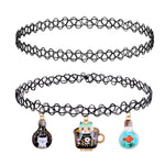 BodyJ4You 2PC Tattoo Choker Necklace Set - 90s Accessories Women Teen Girls Kids - Cat Kitten Bulb Pendant Charm - Summer Style Gift Idea