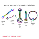 Professional Piercing Kit Stainless Steel 14G 16G 18G Belly Button Nipple Lip Nose Jewelry