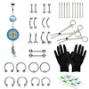 36PC PRO Piercing Kit Stainless Steel 14G 16G Belly Ring Tongue Nipple Nose Jewelry