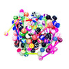 10-100PC Tongue Barbells Nipple Rings 14G Mix Acrylic Ball Steel Flexible Piercing Jewelry - BodyJ4you