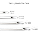10PC Piercing Needles Hollow Surgical Steel 10G 12G 13G 14G 16G 18G 20G Ear Nose Belly - BodyJ4you