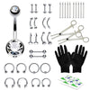 36PC PRO Piercing Kit Stainless Steel 14G 16G Belly Ring Tongue Nipple Nose Jewelry