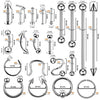 120PC Body Piercing Jewelry Kit | CBR BCR Rings Barbells Studs Screws Curved Bars | Belly Button Cartilage Tragus Nose Septum Tongue | 14G 16G 18G 20G Stainless Steel Random Bulk Set - BodyJ4you
