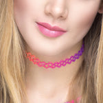 12PC Choker Necklace Set Colorful Flowers Stretch Elastic - BodyJ4you