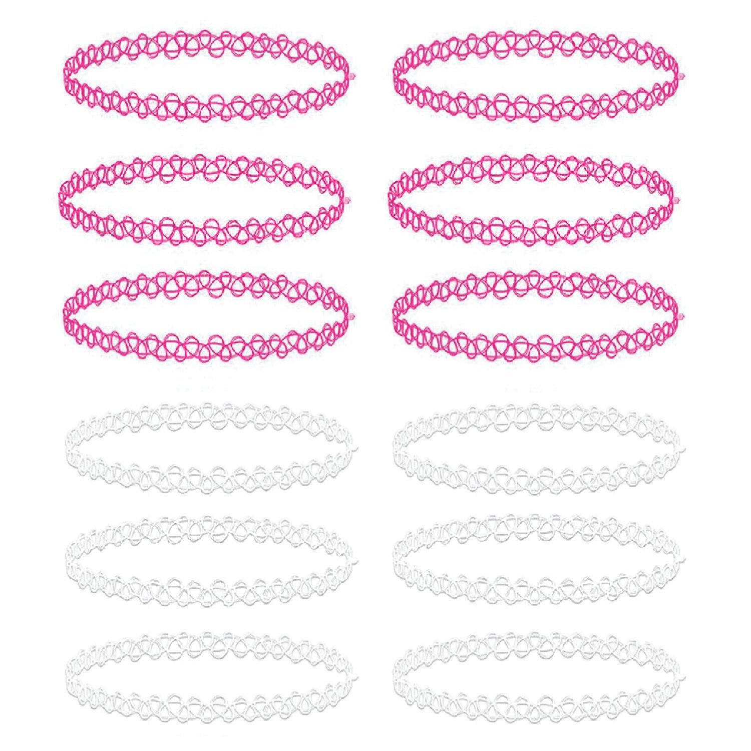 12PC Choker Necklace Set Henna Tattoo Stretch Elastic Jewelry - BodyJ4you