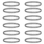 12PC Choker Necklace Set Henna Tattoo Stretch Elastic Jewelry - BodyJ4you