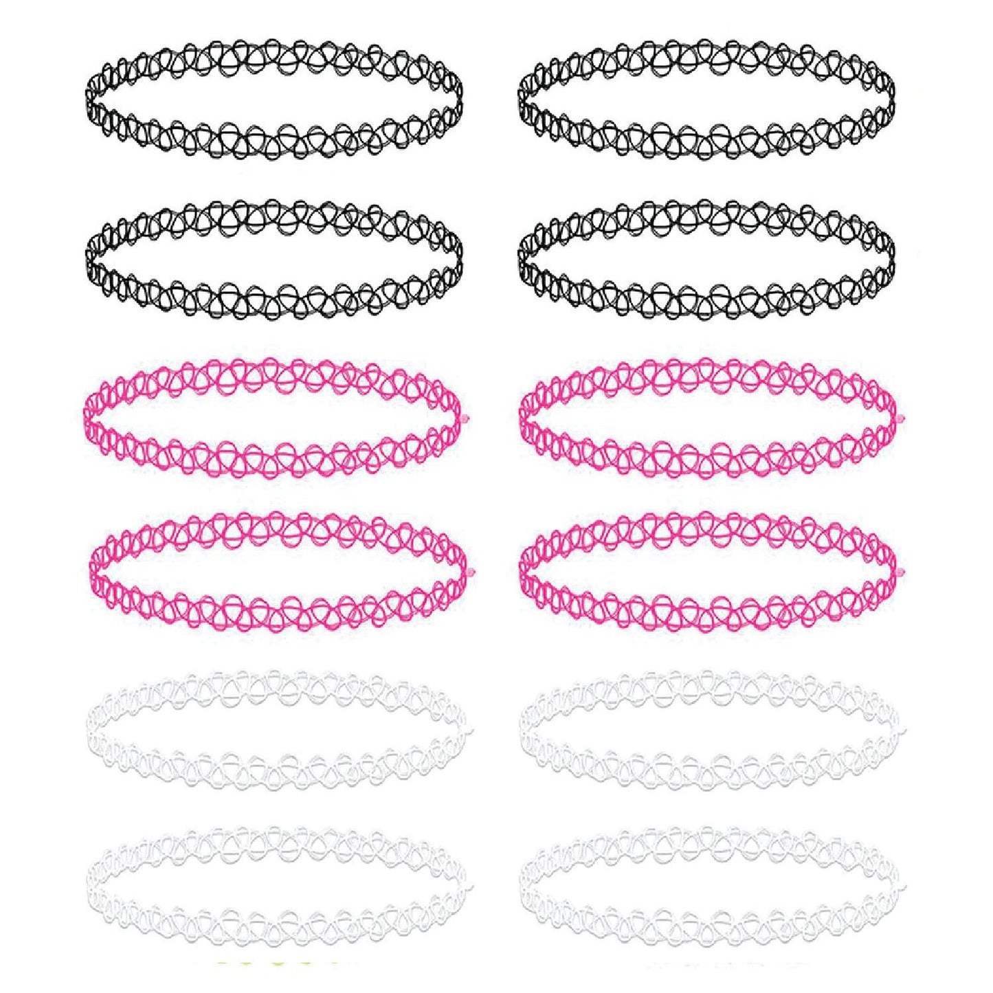 12PC Choker Necklace Set Henna Tattoo Stretch Elastic Jewelry - BodyJ4you