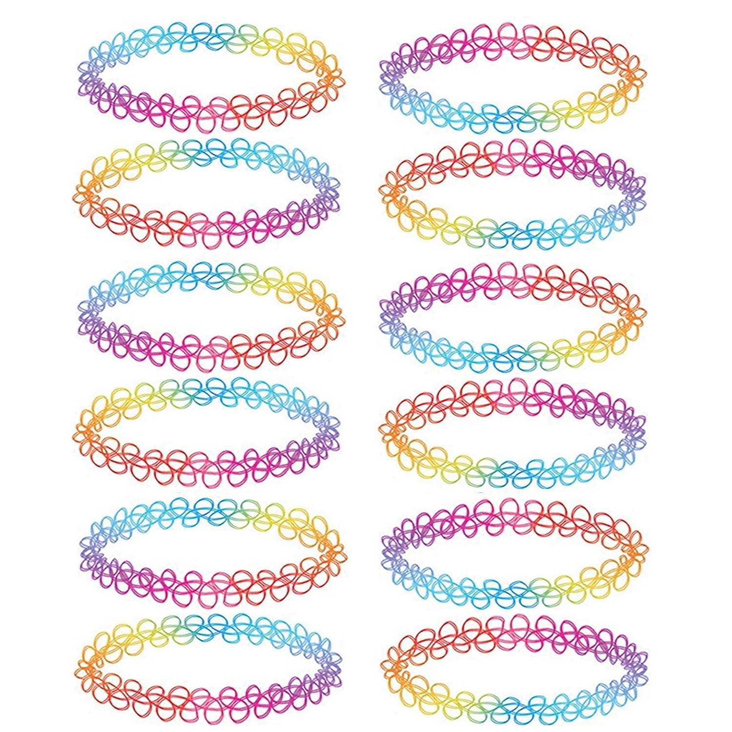 12PC Choker Necklace Set Henna Tattoo Stretch Elastic Jewelry - BodyJ4you