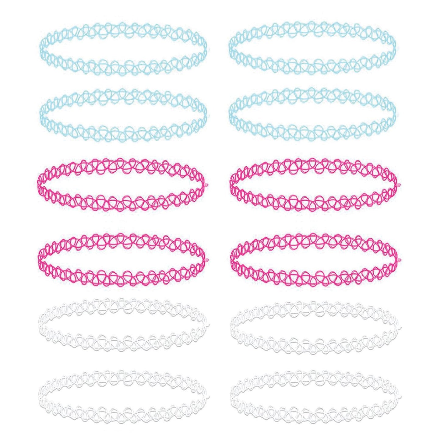 12PC Choker Necklace Set Henna Tattoo Stretch Elastic Jewelry - BodyJ4you