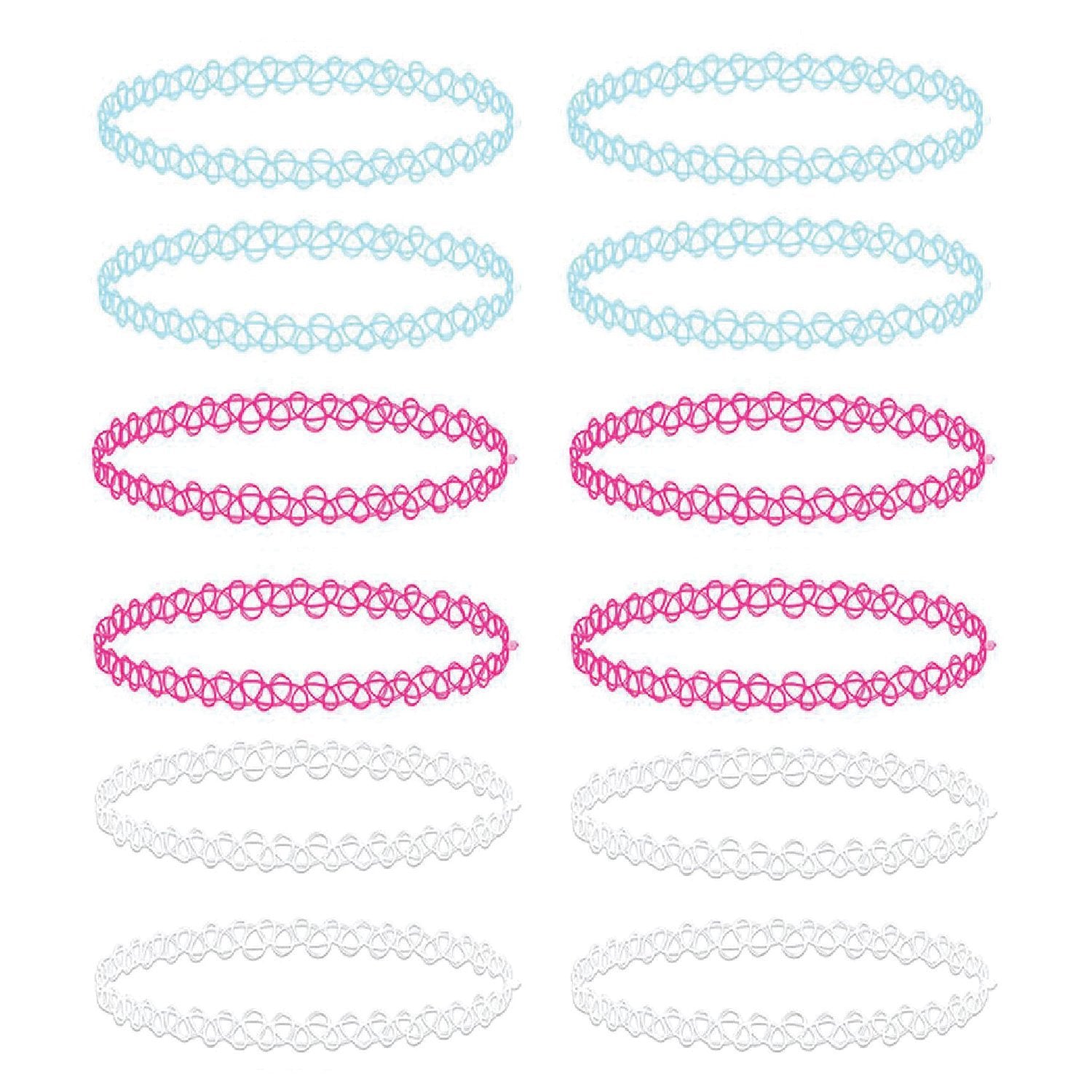 12PC Choker Necklace Set Henna Tattoo Stretch Elastic Jewelry - BodyJ4you