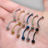 12PC Eyebrow Lip Nose Curved Babrell 16G Multicolor Steel CZ Crystals Bar Daith Ear Cartilage - BodyJ4you