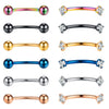 12PC Eyebrow Lip Nose Curved Babrell 16G Multicolor Steel CZ Crystals Bar Daith Ear Cartilage - BodyJ4you