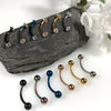12PC Eyebrow Lip Nose Curved Babrell 16G Multicolor Steel CZ Crystals Bar Daith Ear Cartilage - BodyJ4you