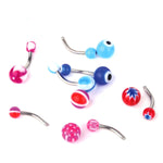 15-100PC Belly Button Rings Banana Barbells 14G Steel Flexible Bar Mix Color Body Jewelry - BodyJ4you