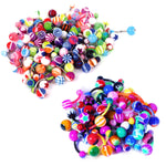 15-100PC Belly Button Rings Banana Barbells 14G Steel Flexible Bar Mix Color Body Jewelry - BodyJ4you