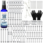 156PC Body Piercing Kit Aftercare Saline Spray | Belly Ring Nose Septum Tragus Ear Cartilage Industrial | Horseshoe Ring Hoop Barbell Stud Spike | 14G 16G 18G 20G | Stainless Steel Lot - BodyJ4you