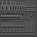 156PC Body Piercing Kit | Belly Ring Nose Septum Tragus Ear Cartilage Industrial | Horseshoe Ring Hoop Barbell Stud Spike | 14G 16G 18G 20G | Stainless Steel Lot - BodyJ4you