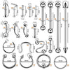 156PC Body Piercing Kit | Belly Ring Nose Septum Tragus Ear Cartilage Industrial | Horseshoe Ring Hoop Barbell Stud Spike | 14G 16G 18G 20G | Stainless Steel Lot - BodyJ4you