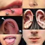 156PC Body Piercing Kit | Belly Ring Nose Septum Tragus Ear Cartilage Industrial | Horseshoe Ring Hoop Barbell Stud Spike | 14G 16G 18G 20G | Stainless Steel Lot - BodyJ4you