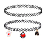 BodyJ4You 2PC Tattoo Choker Necklace Set - 90s Accessories Women Teen Girls Kids - Heart Shirt Pants Pendant Charm - Summer Style Gift Idea