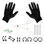 20PC Professional Piercing Kit BCR CBR Labret Belly Nipple Lip Nose 14G Steel Jewelry - BodyJ4you