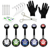 20PC Professional Piercing Kit Multicolor Steel 14G Double CZ Belly Navel Ring Body Piercing Set - BodyJ4you