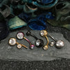 20PC Professional Piercing Kit Multicolor Steel 14G Double CZ Belly Navel Ring Body Piercing Set - BodyJ4you