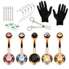 20PC Professional Piercing Kit Multicolor Steel 14G Double CZ Belly Navel Ring Body Piercing Set - BodyJ4you