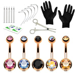 20PC Professional Piercing Kit Multicolor Steel 14G Double CZ Belly Navel Ring Body Piercing Set - BodyJ4you