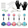 20PC Professional Piercing Kit Multicolor Steel 14G Double CZ Belly Navel Ring Body Piercing Set - BodyJ4you