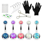 20PC Professional Piercing Kit Multicolor Steel 14G Double CZ Belly Navel Ring Body Piercing Set - BodyJ4you