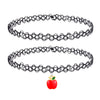 BodyJ4You 2PC Tattoo Choker Necklace Set - 90s Accessories Women Teen Girls Kids - Red Apple Pendant Charm - Summer Style Gift Idea