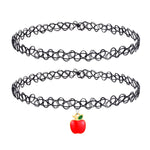 BodyJ4You 2PC Tattoo Choker Necklace Set - 90s Accessories Women Teen Girls Kids - Red Apple Pendant Charm - Summer Style Gift Idea