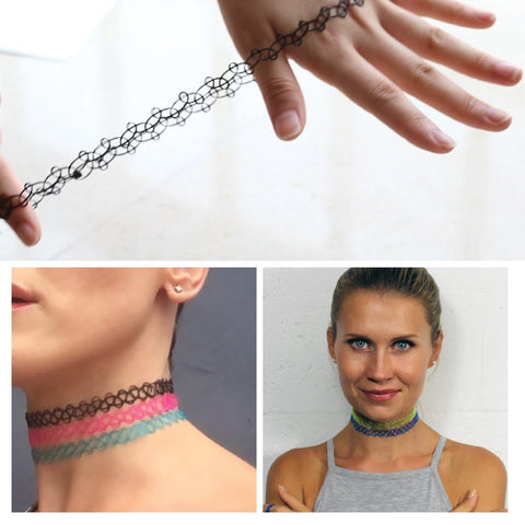 24PC Tattoo Choker Necklace Set 90s Accessories Women Teen Girls Kid BodyJ4you