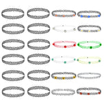 24PC Tattoo Choker Necklace Set - 90s Accessories Women Teen Girls Kids - Flower Charms Rainbow Multicolor Stretchy Jewelry - Summer Style Gift Idea - BodyJ4you